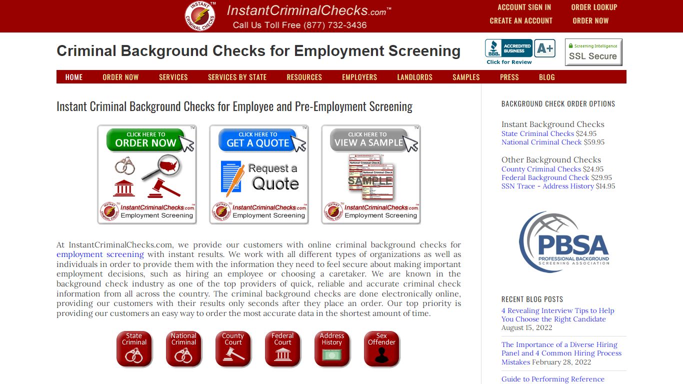 Instant Criminal Background Checks Employment Screening